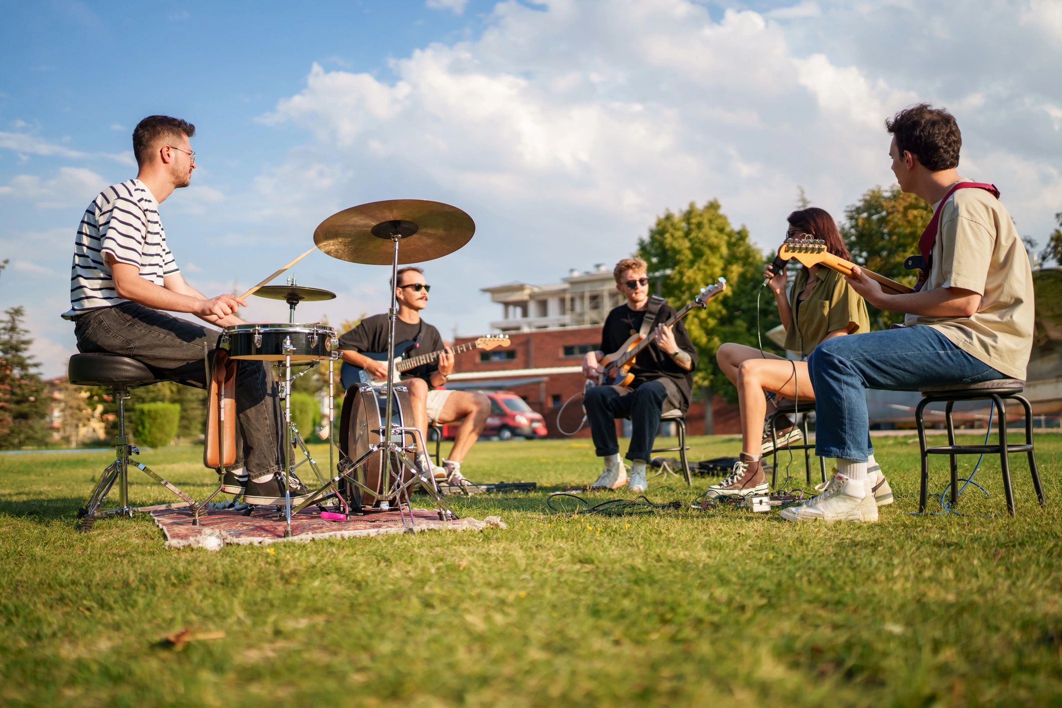 Musicians rehearsing together