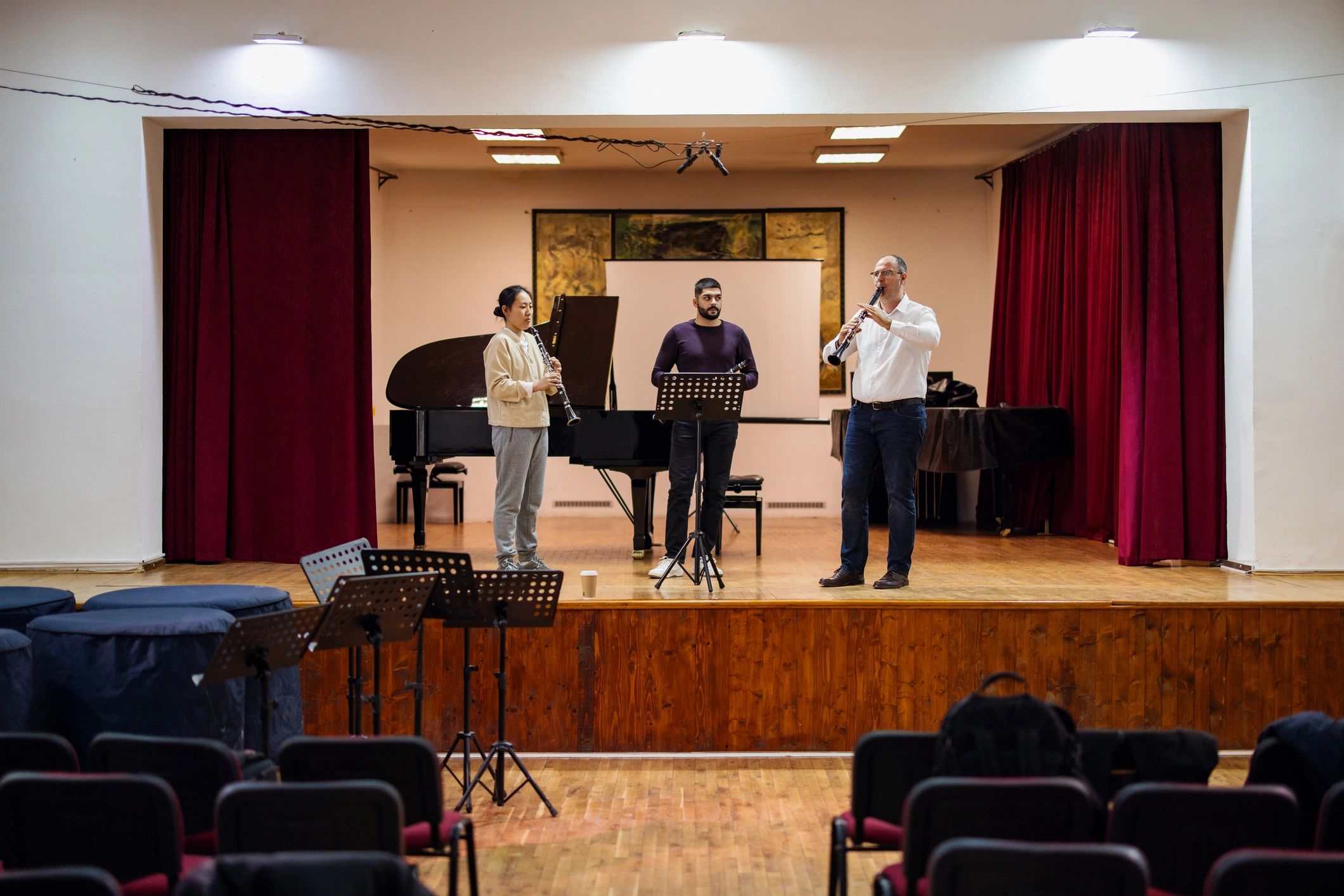 Music students and instructor in rehearsal